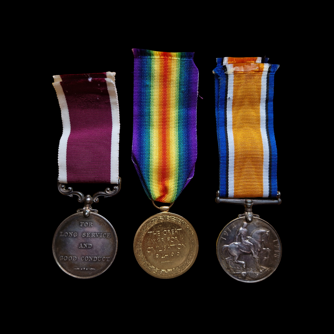 Royal Garrison Artillery - Sgt. Harmer - WW1 Medal Pair & Army Long Service and Good Conduct - From Brighton