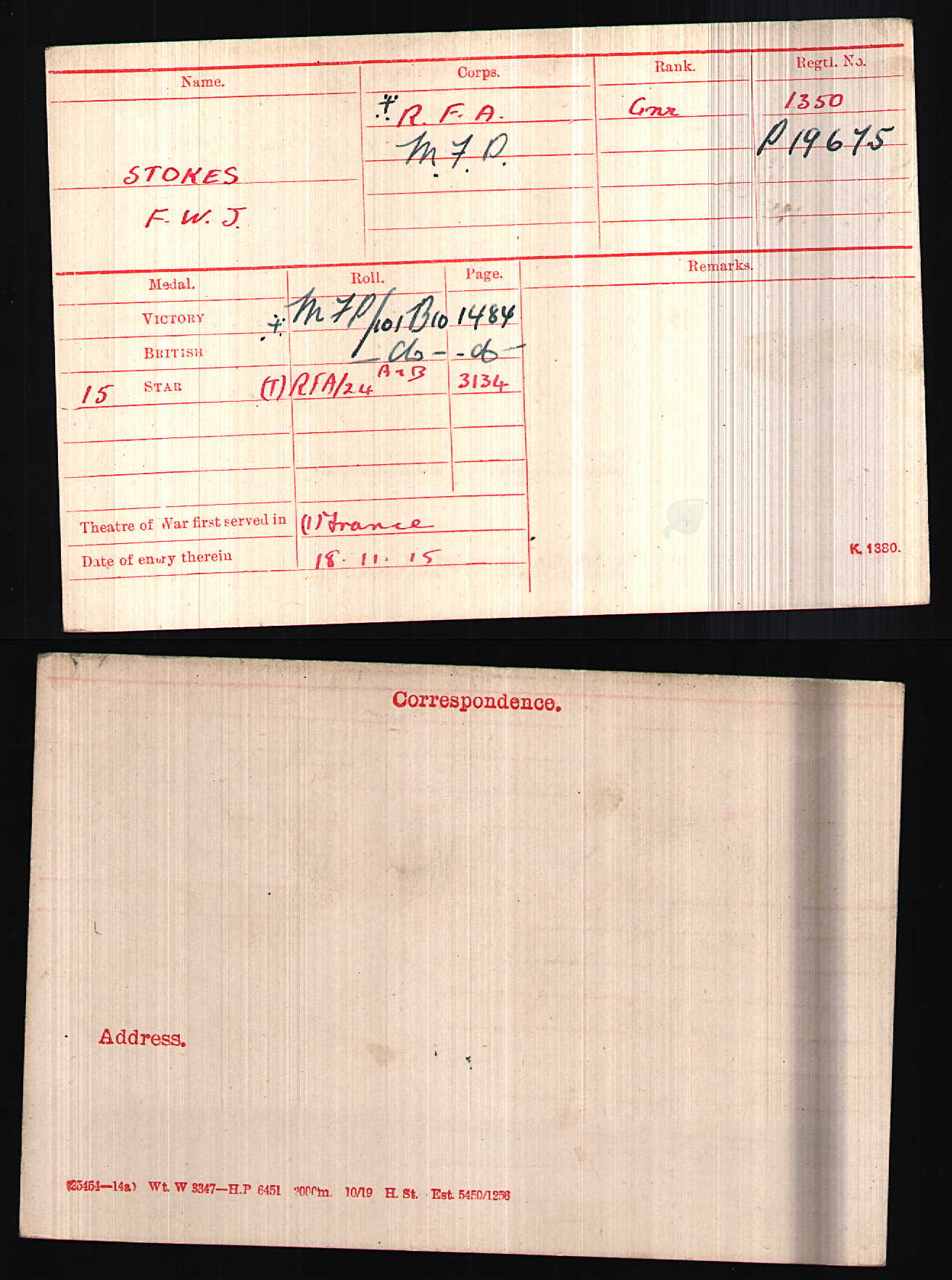 Military Foot Police & Royal Field Artillery - WW1 British Medal Trio - RFA (T) MFP