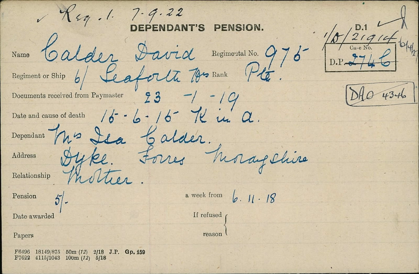 6th Bn. Seaforth Highlanders - Killed in Action Festubert 1915 - WW1 Medals - From Dyke, Forres, Morayshire