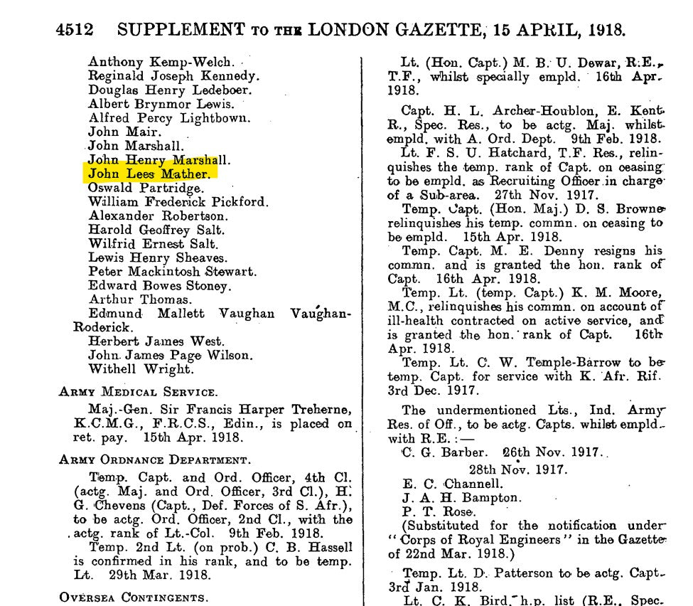 Army Service Corps Officer – 2nd Lieutenant J. L. Mather – WW1 Victory Medal - From Chorlton-cum-Hardy, Manchester