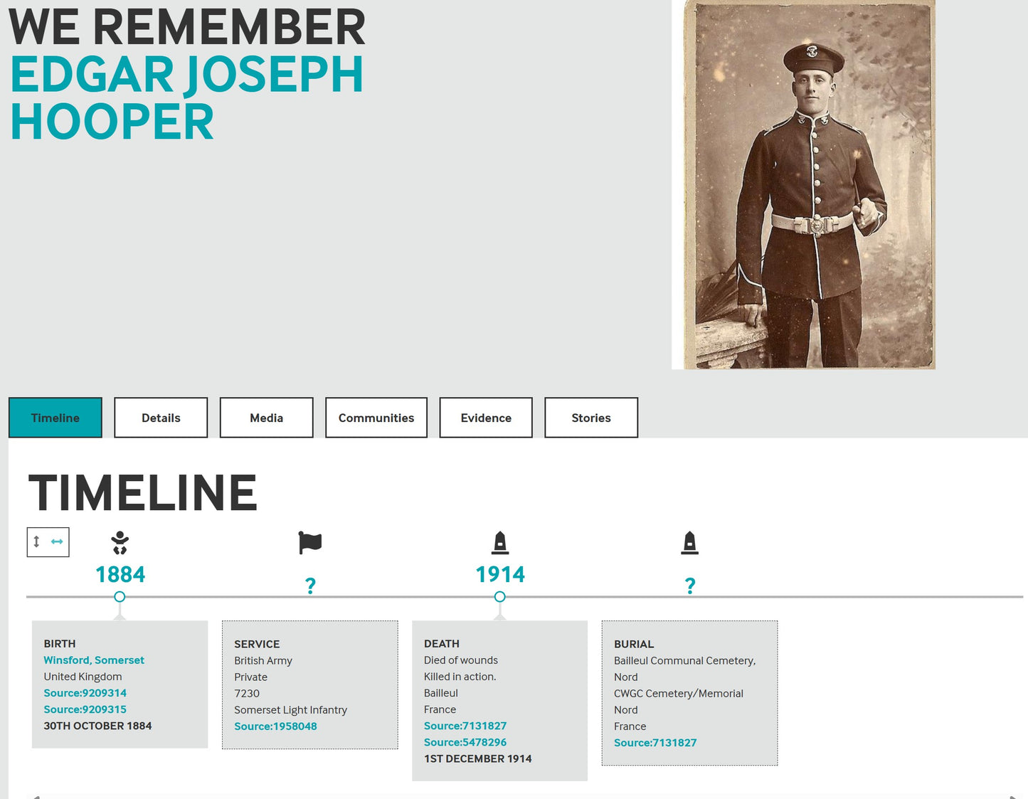 1st Bn. Somerset Light Infantry - Died of Wounds 1914 - WW1 Mons Star Medal Trio - From Culmstock Devon