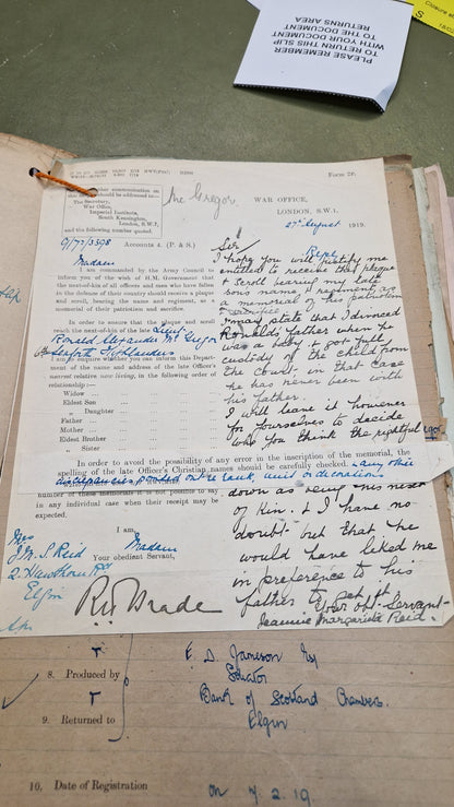 6th Bn. Seaforth Highlanders Officer - Killed in Action April 1918 - WW1 Memorial Plaque - From Elgin, Moray