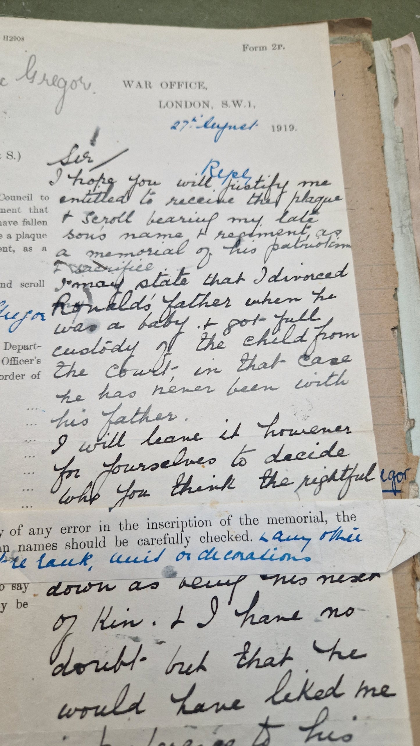 6th Bn. Seaforth Highlanders Officer - Killed in Action April 1918 - WW1 Memorial Plaque - From Elgin, Moray