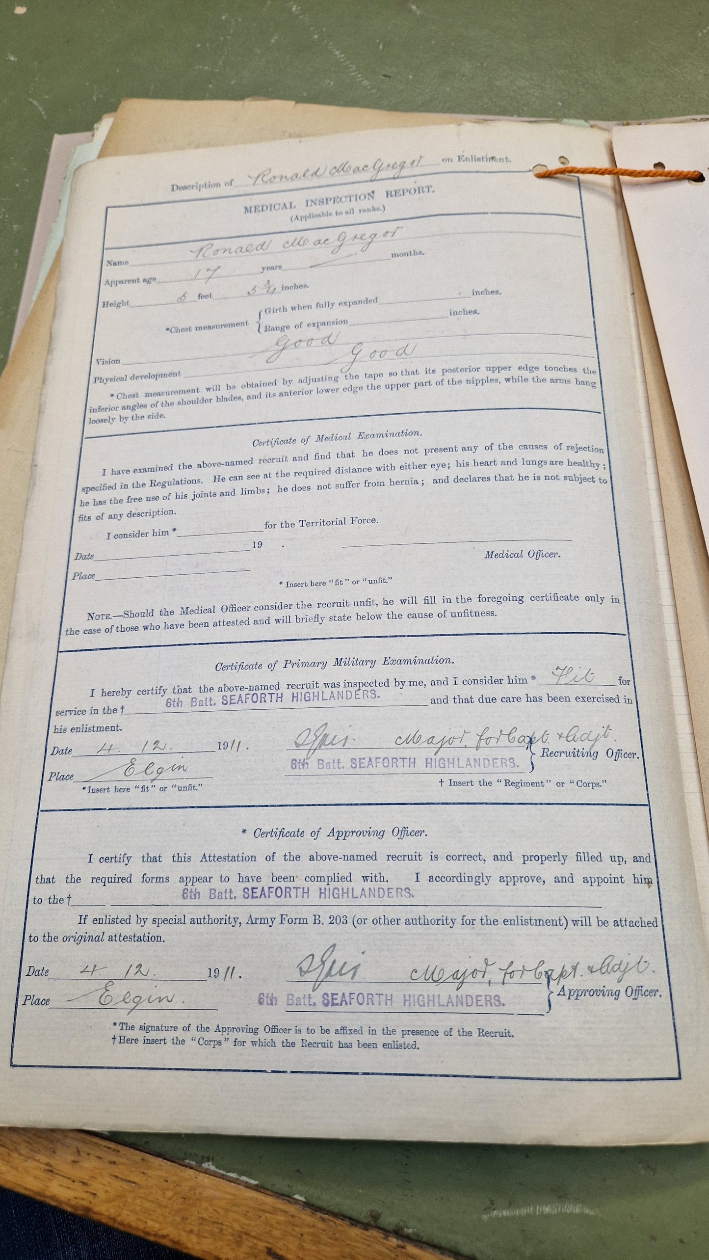 6th Bn. Seaforth Highlanders Officer - Killed in Action April 1918 - WW1 Memorial Plaque - From Elgin, Moray