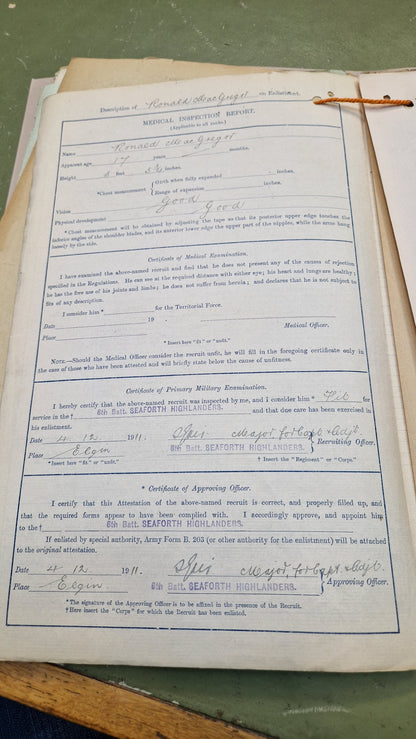 6th Bn. Seaforth Highlanders Officer - Killed in Action April 1918 - WW1 Memorial Plaque - From Elgin, Moray