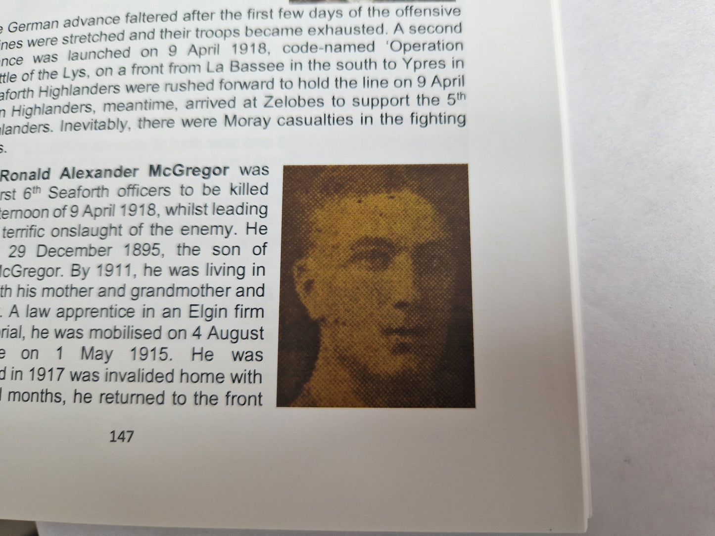 6th Bn. Seaforth Highlanders Officer - Killed in Action April 1918 - WW1 Memorial Plaque - From Elgin, Moray