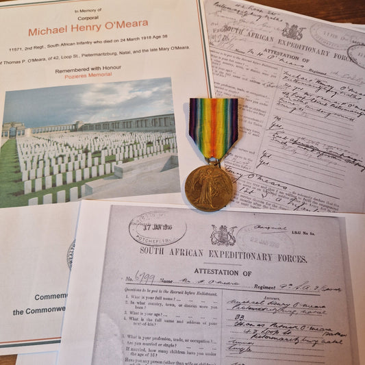 2nd South African Infantry - KIA German Spring Offensive 1918 - WW1 Bilingual Victory Medal