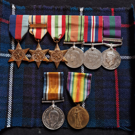 Family Group - Father: Highland Light Infantry WW1 Medal Pair KIA Gaza - Son: WW2 Medals 2nd Highland Light Infantry & Malaya Seaforths