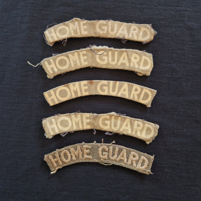 WW2 Home Guard Printed and Woven Cloth Shoulder Titles (x5)