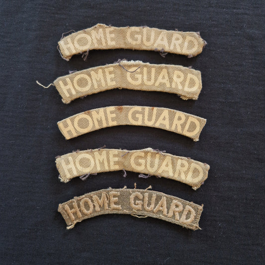 WW2 Home Guard Printed and Woven Cloth Shoulder Titles (x5)