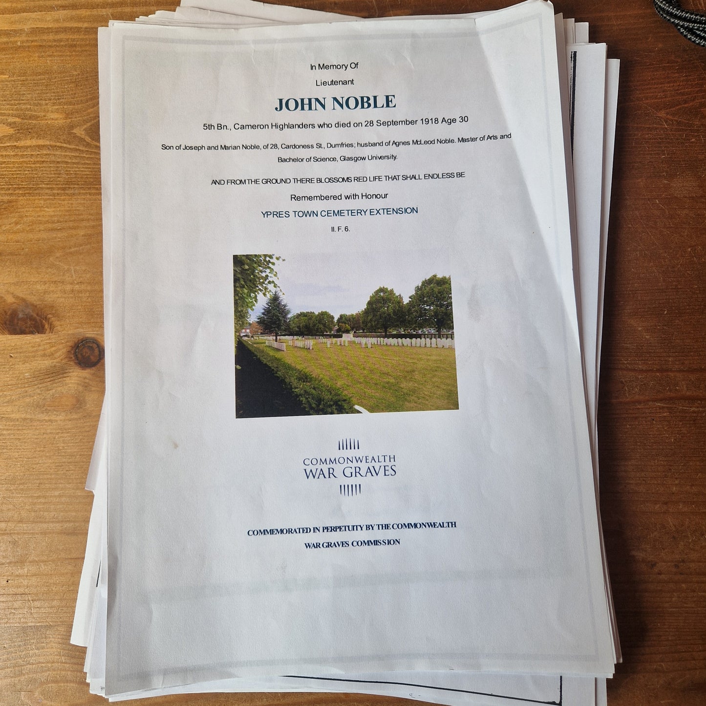 Cameron Highlanders - x2 Officers (Brothers) - British War Medal & Victory Medal - one KIA 1918 Ypres - From Dumfries