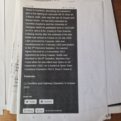 Cameron Highlanders - x2 Officers (Brothers) - British War Medal & Victory Medal - one KIA 1918 Ypres - From Dumfries