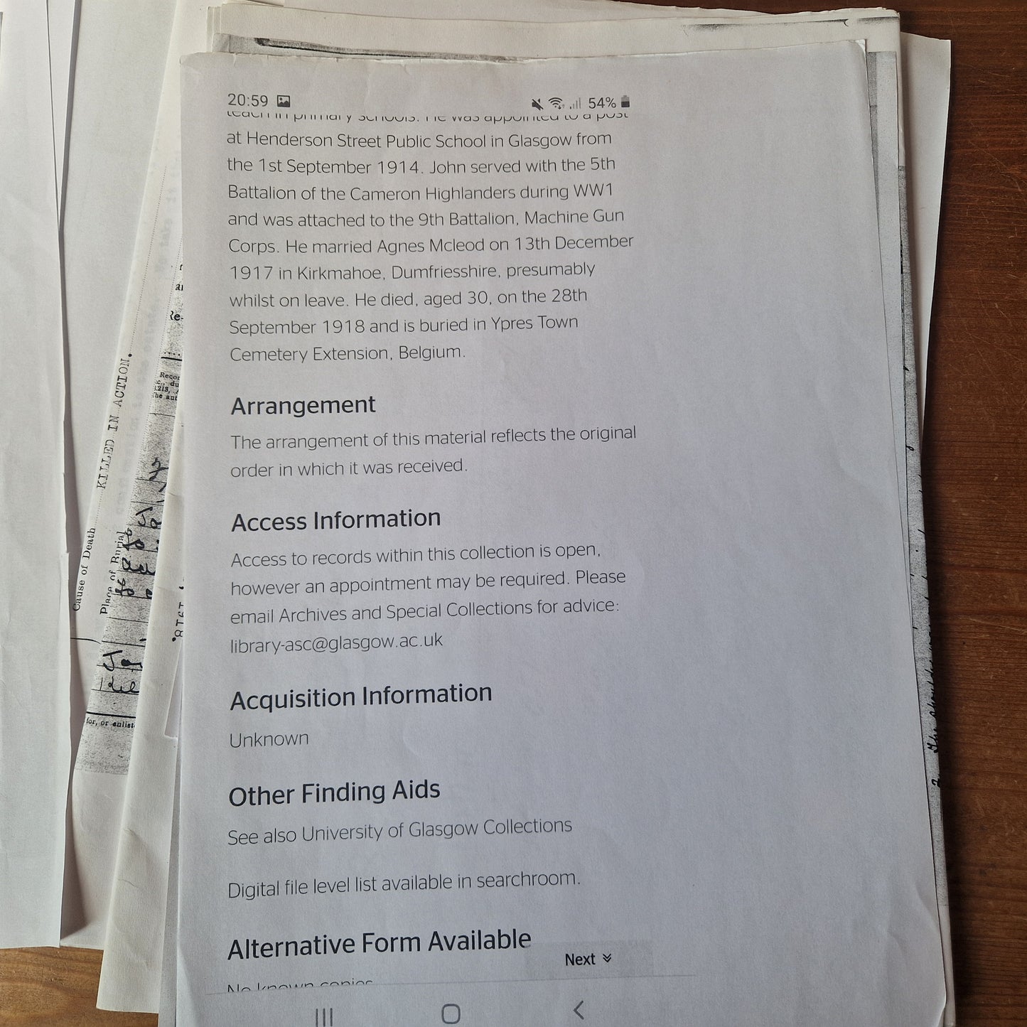 Cameron Highlanders - x2 Officers (Brothers) - British War Medal & Victory Medal - one KIA 1918 Ypres - From Dumfries