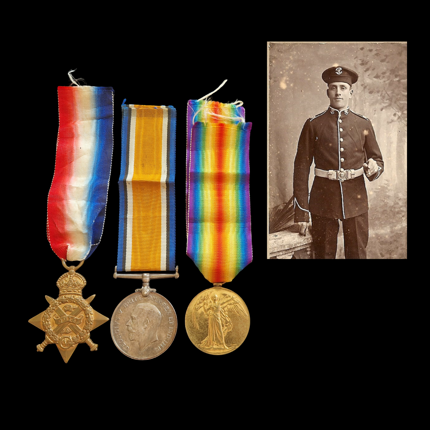 1st Bn. Somerset Light Infantry - Died of Wounds 1914 - WW1 Mons Star Medal Trio - From Culmstock Devon
