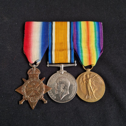 Army Service Corps Heavy Transport 19 Corps - Wounded in Action 1918 - WW1 1914 Mons Star Medal Trio - London