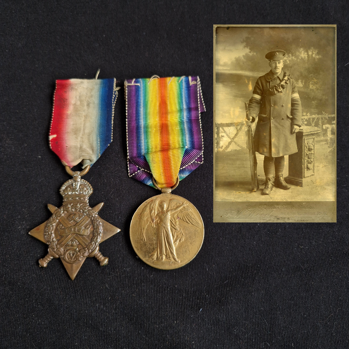 Royal Engineers 1st Army HQ Sig. Coy. - 1914 Mons Star Victory Medal - Shepherds Bush