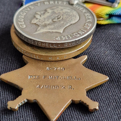 Royal Flying Corps, Royal Air Force, & Middlesex Regiment - WW1 1914 Mons Star Trio - West Croydon