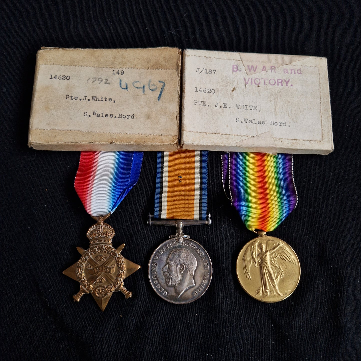South Wales Borderers - 1914 Mons Star Medal Trio - Winterbourne Abbas, Dorset