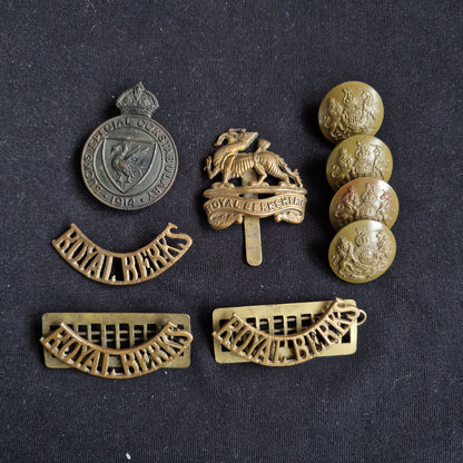 Royal Berkshire Regiment - WW1 Medals & Badges - Newark Cricket Silver Medals - Bucks Special Constable 1914