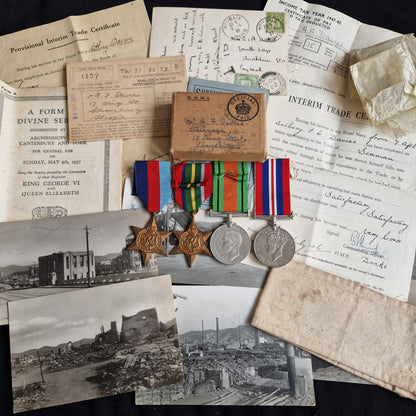 Royal Navy - Pacific Theatre WW2 Medal Group - Shrewsbury - Original Hiroshima Photos RARE