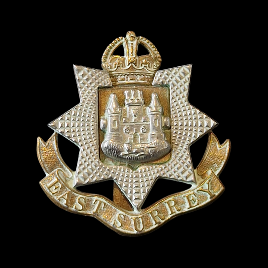 WW1 East Surrey Regiment Cap Badge – Genuine British Great War Insignia