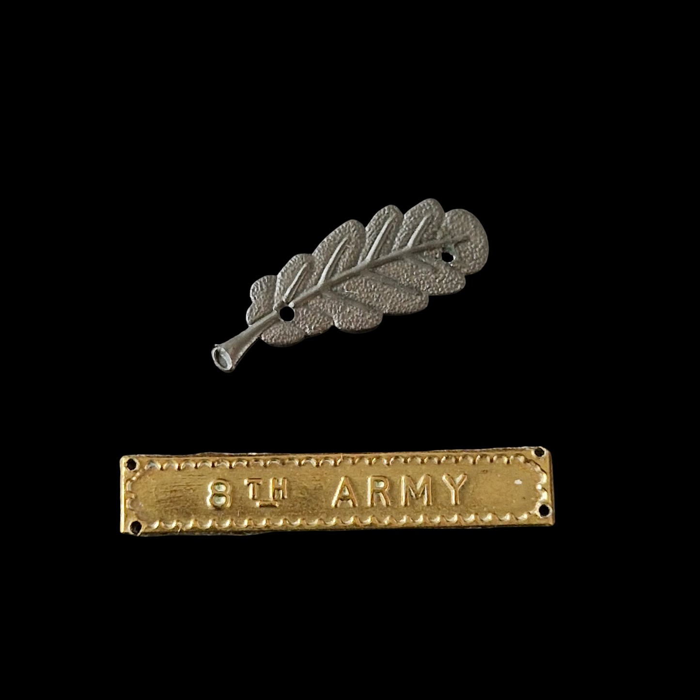 WW2 Copy 8th Army Clasp & Copy Mention in Despatches Oak Leaf – Replacement Items