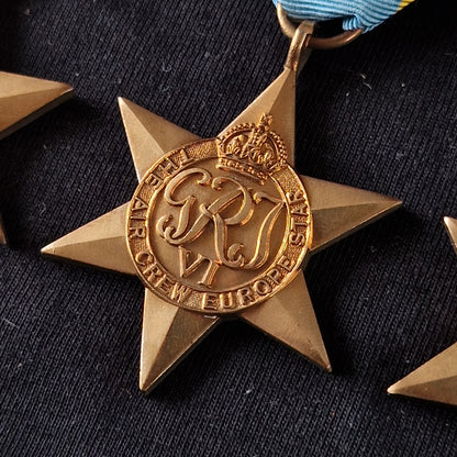 WW2 British Air Crew Europe Star Medal Group of 4 - Royal Air Force RAF