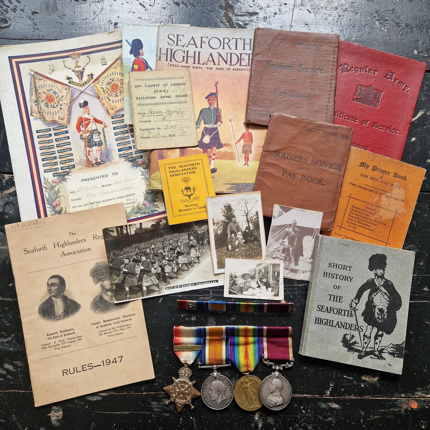 1st Seaforth Highlanders - Bandsman Saxophone Player - WW1 Medal Group Long Service - Home Guard WW2