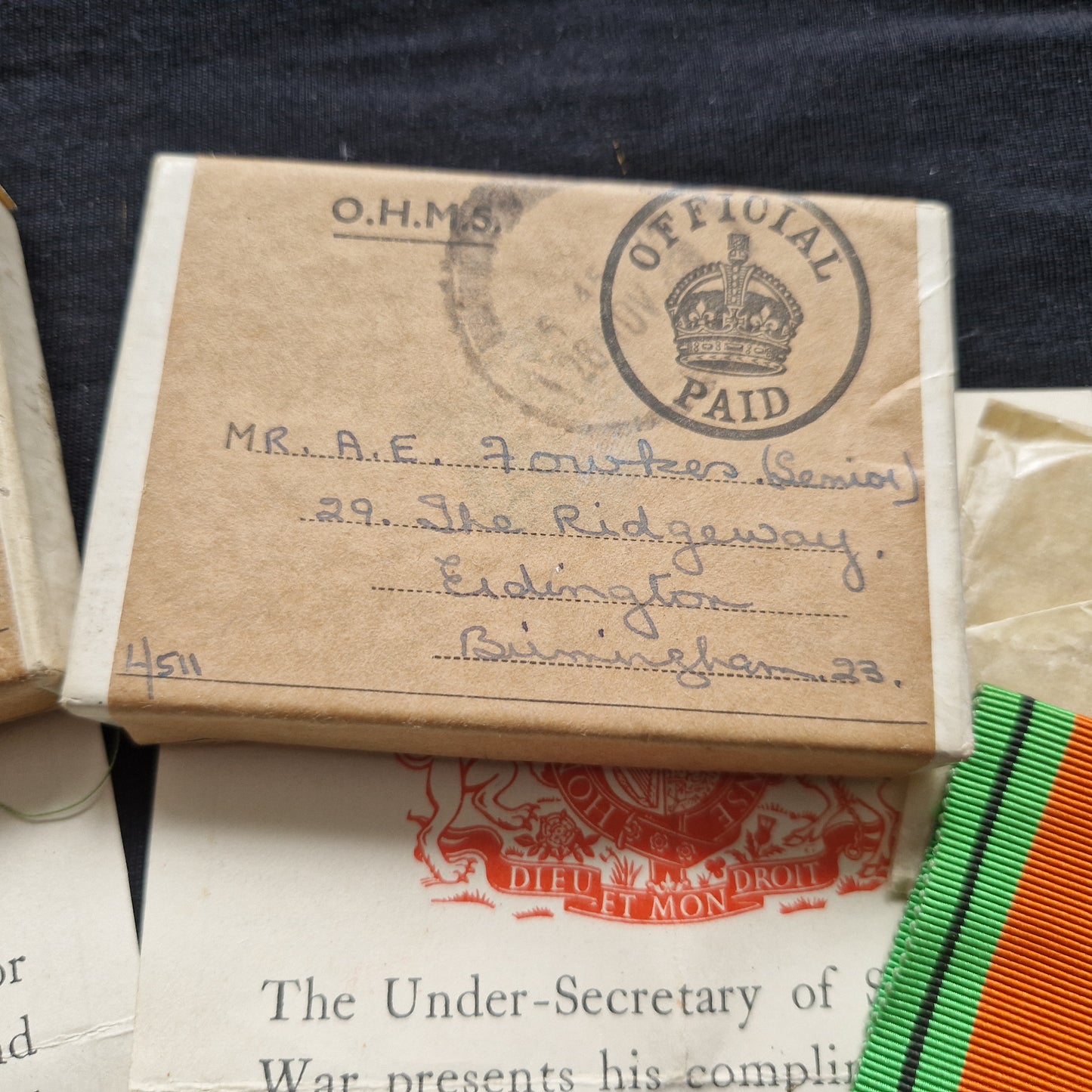 Father & Son - Boxed WW2 British Defence Medals - Warwick TA - Erdington Birmingham