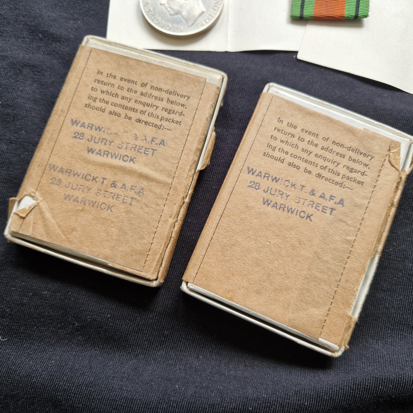 Father & Son - Boxed WW2 British Defence Medals - Warwick TA - Erdington Birmingham