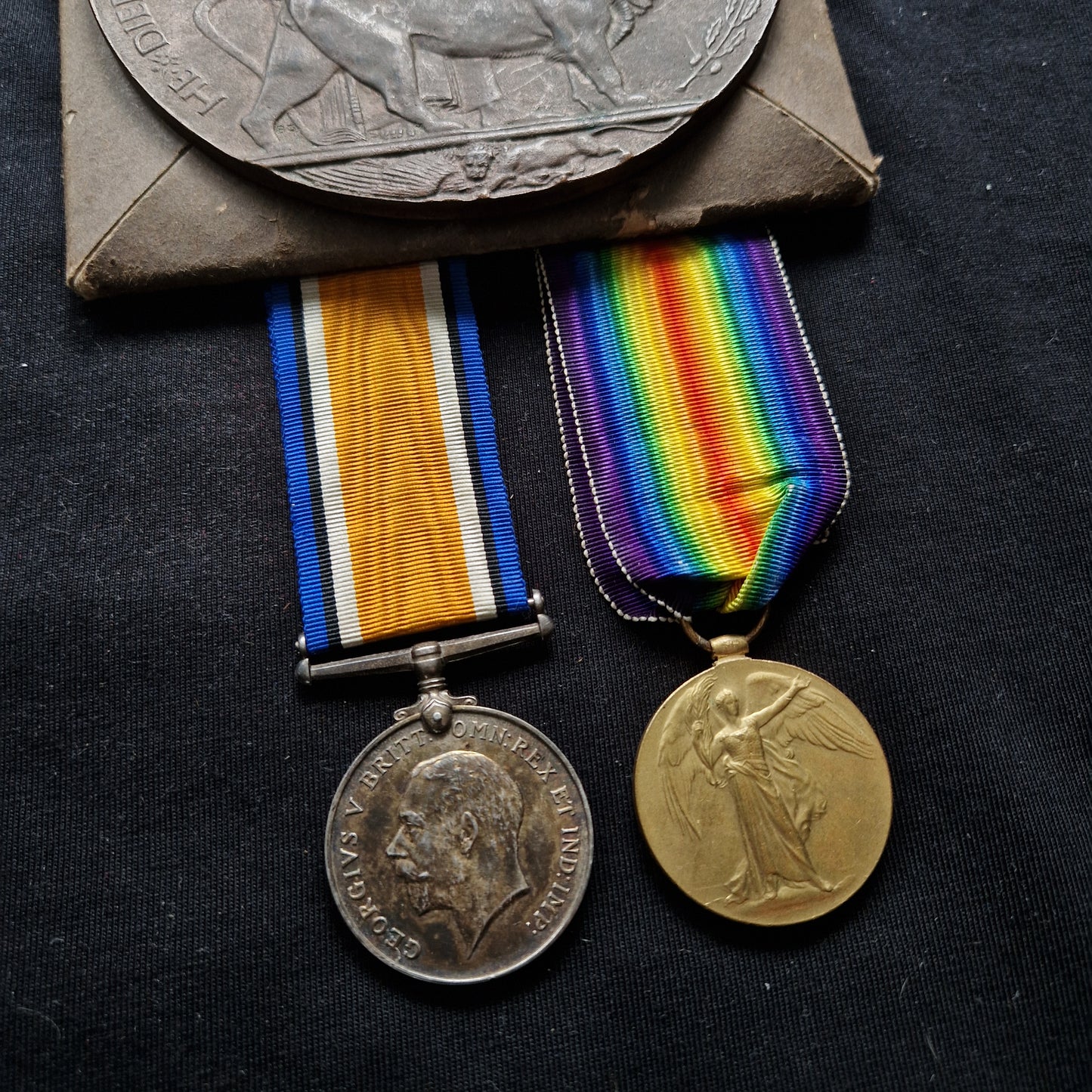 Black Watch (Royal Highlanders) - Killed in Action March 1918 - WW1 Medal Pair Memorial Plaque - From Pitcapel, Aberdeenshire