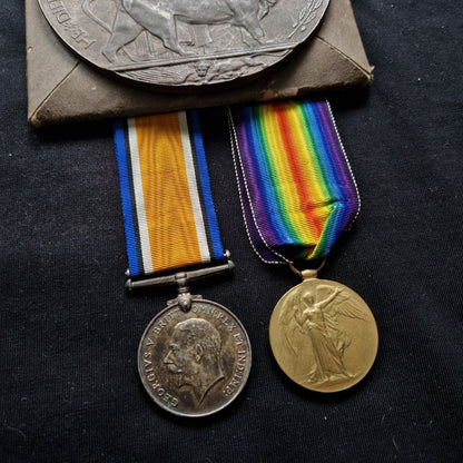 Black Watch (Royal Highlanders) - Killed in Action March 1918 - WW1 Medal Pair Memorial Plaque - From Pitcapel, Aberdeenshire
