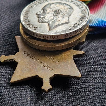 6th Gordon Highlanders - Wounded in Action 1916 - WW1 1914 Mons Star Medal Trio - From Huntly