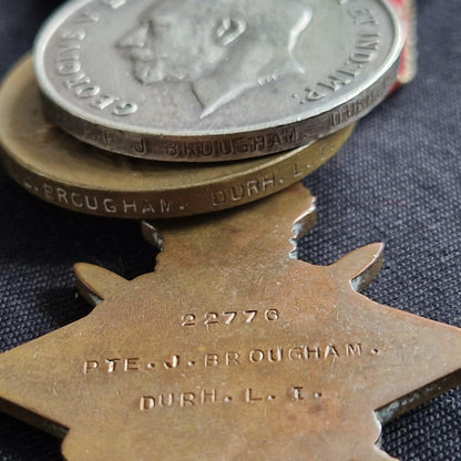 15th Durham Light Infantry - Wounded in Action - WW1 Medal Trio - South Lancashire Regt - Rowlands Gill