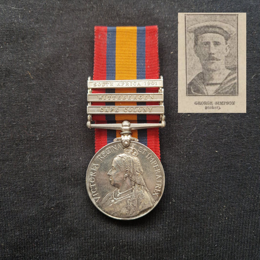 Black Watch (Royal Highlanders) - Killed in Action H.M.S. Goliath Gallipoli 1915 RN - Boer War Queen's South Africa Medal - From Ellon, Aberdeenshire