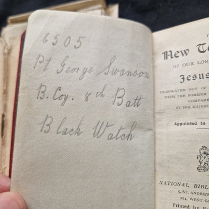 Black Watch (Royal Highlanders) - WW1 Medal Trio and Soldier's Pocket Bible