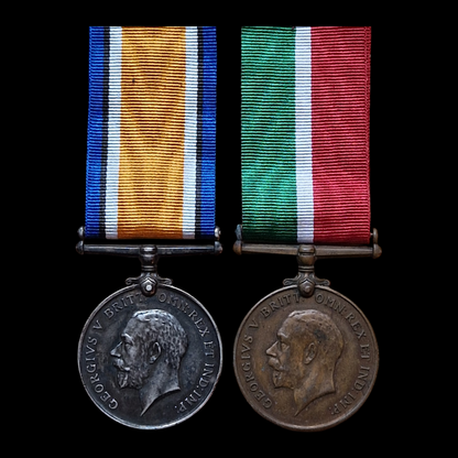 Mercantile Marine WW1 British Medal Pair Dan SCUTT Horseman Lambeth London