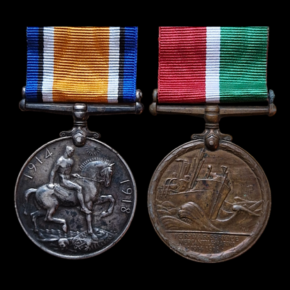 Mercantile Marine WW1 British Medal Pair Dan SCUTT Horseman Lambeth London