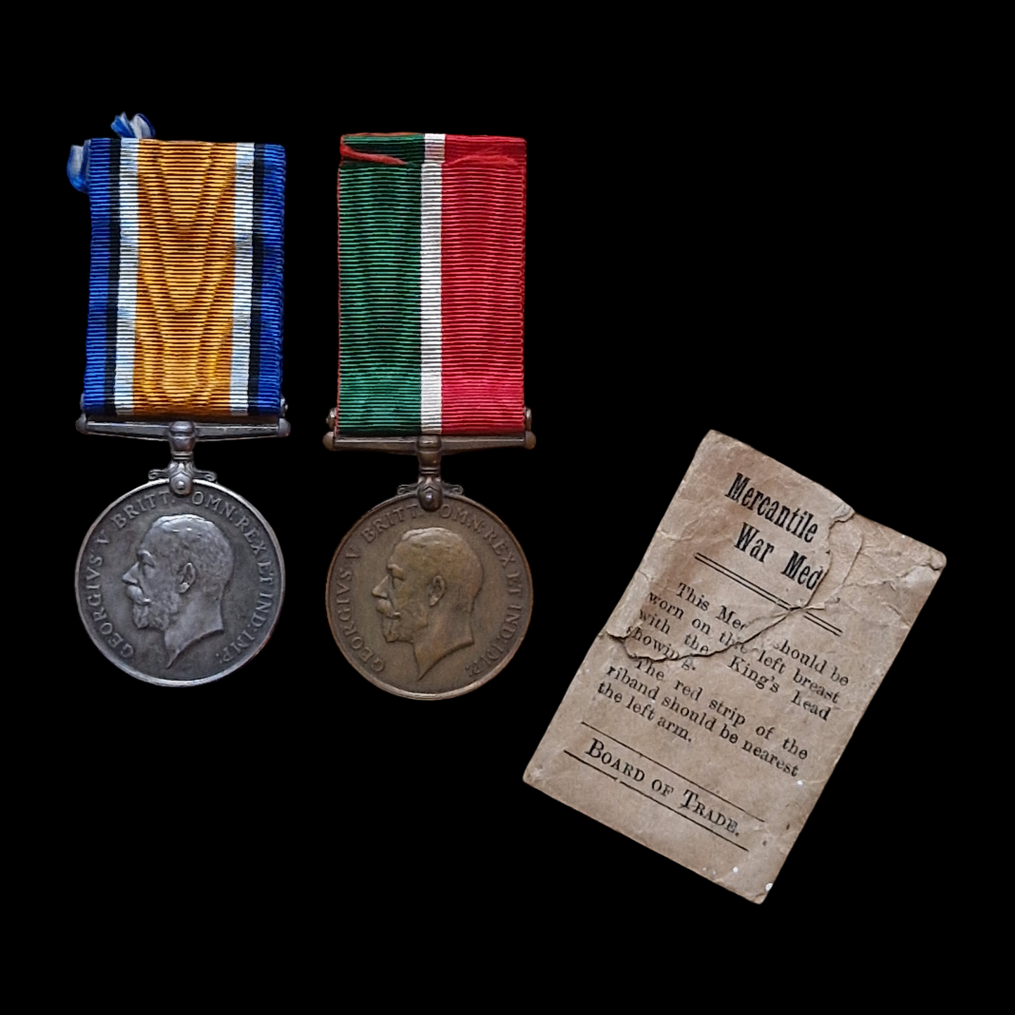 Mercantile Marine WW1 British Medal Pair Herbert BARNES From Manchester