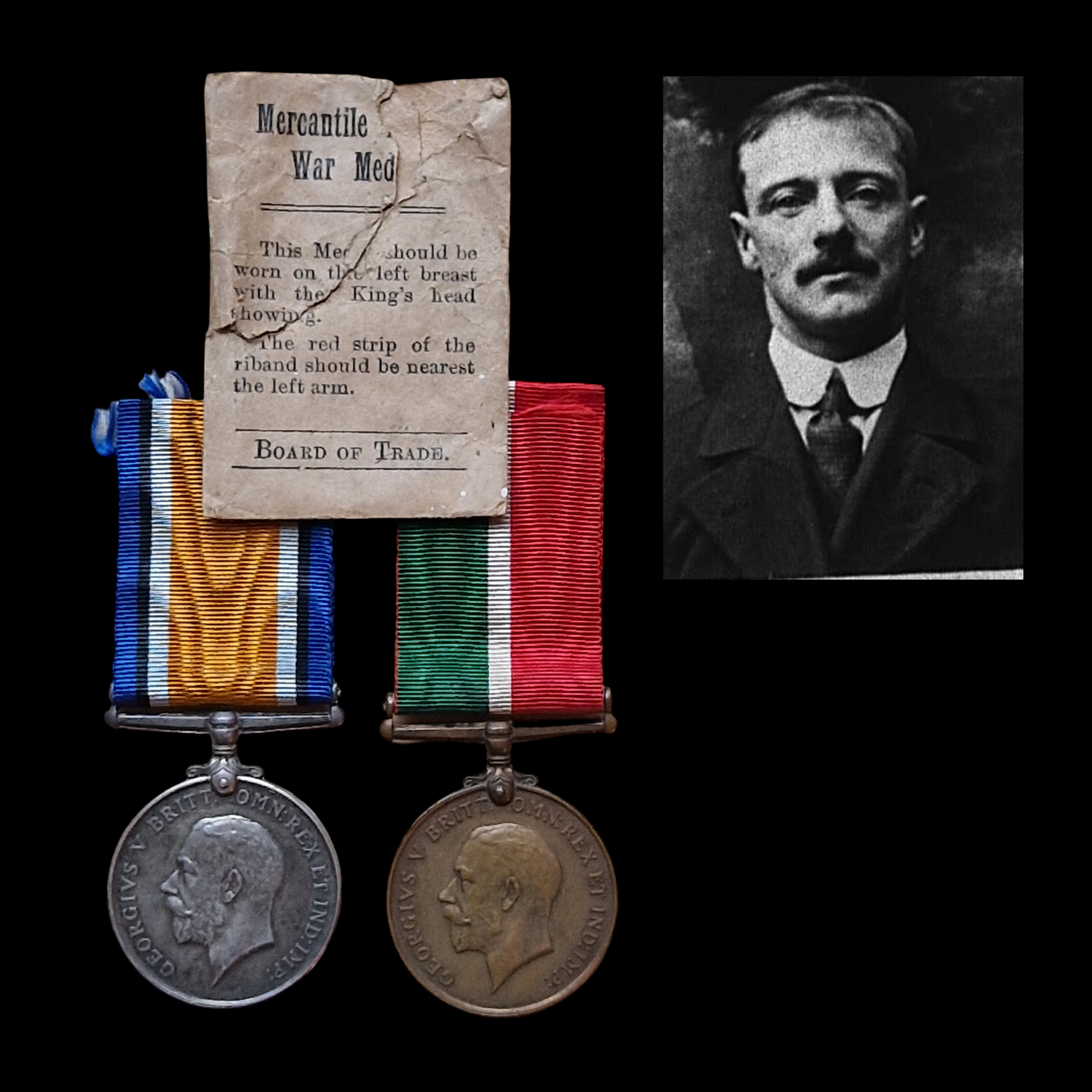 Mercantile Marine WW1 British Medal Pair Herbert BARNES From Manchester