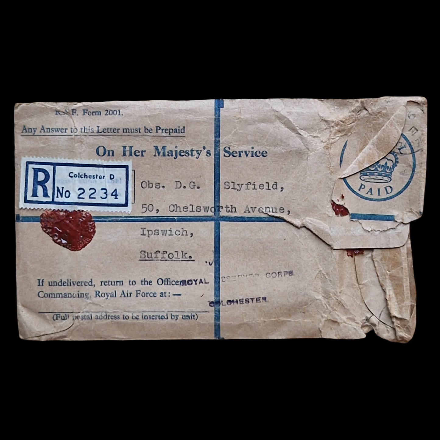 Royal Observer Corps Medal to D.G. Slyfield, Ipswich – Complete with Docs & Box