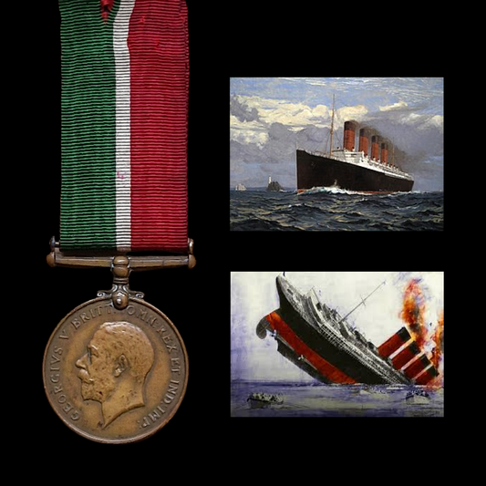 Lusitania Casualty Died 7th May 1915 WW1 Mercantile Marine Medal Fireman French from Liverpool
