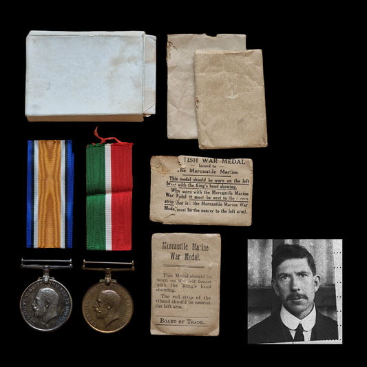 Mercantile Marine WW1 British Medal Pair Herbert LOWE Chief Steward From Hull