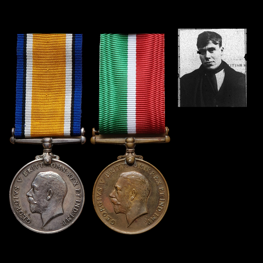Mercantile Marine WW1 British Medal Pair Peter SAUNDERS Fireman From London