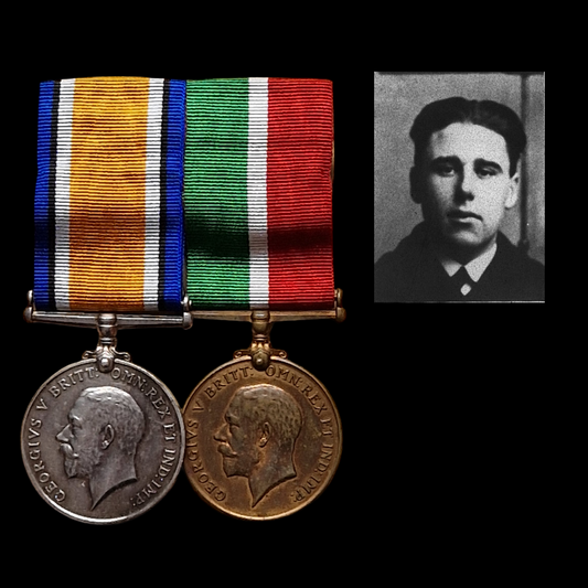 Mercantile Marine WW1 British Medal Pair PRESTOE 1st Wireless Operator Hornsey