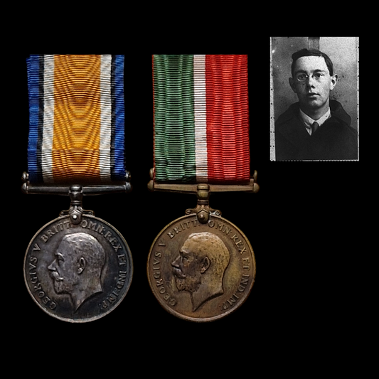 Mercantile Marine WW1 British Medal Pair STEVENSON Radio Operator Eastbourne