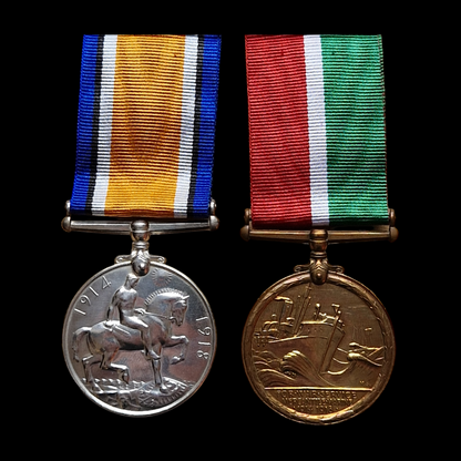 Mercantile Marine WW1 British Medal Pair TANNER Quartermaster & A.B. Edmonton