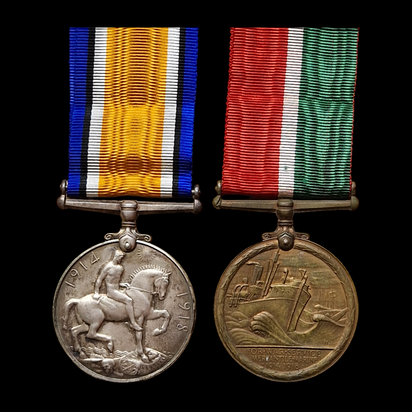Mercantile Marine WW1 British Medal Pair VICK Chief Steward Southampton Jersey