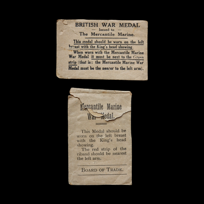 Mercantile Marine WW1 British Medal Pair VICK Chief Steward Southampton Jersey