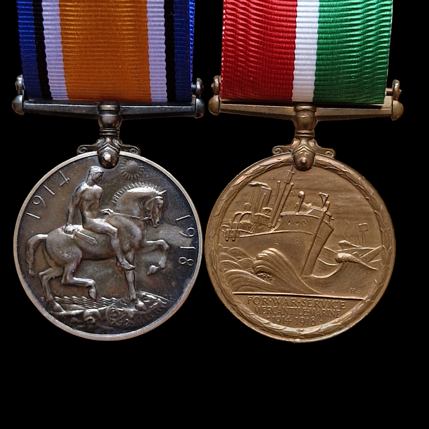 Mercantile Marine WW1 British Medal Pair CAPTAIN HODGSON Royal Commendation